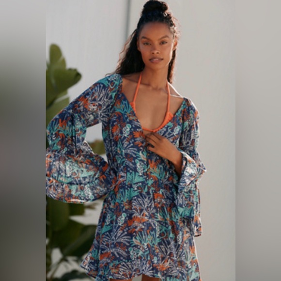 Anthropologie Celandine Boho Coverup Cotton Tunic Dress - Picture 12 of 13